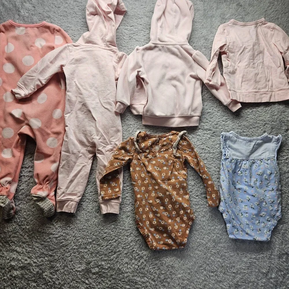 Carter's Baby Girl Clothing Bundle Pink Floral One Piece Size 12 Months